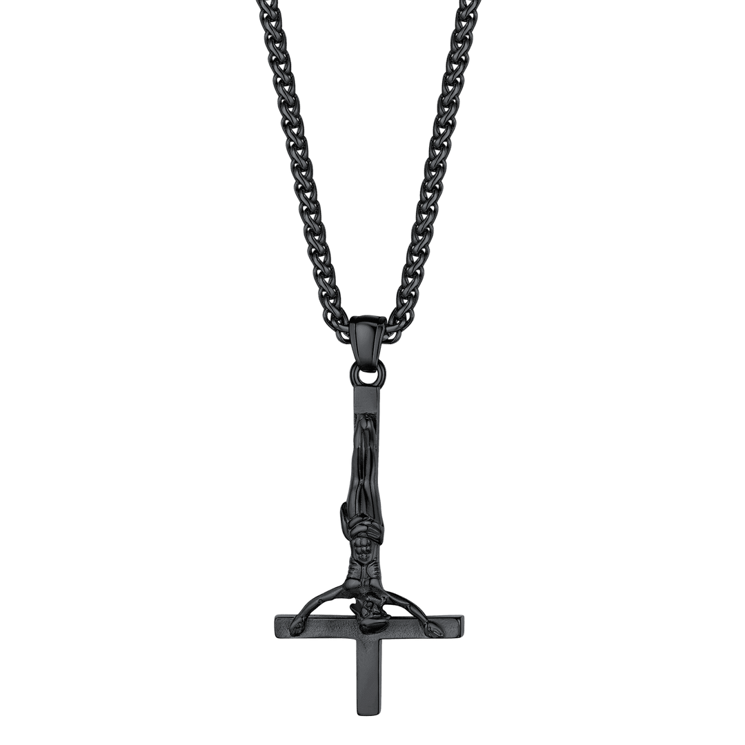 Upside Down Cross Crucifix Necklace Pendant for Men