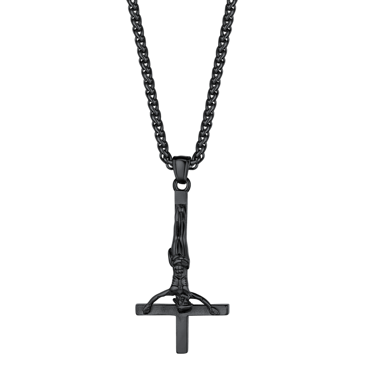 Upside Down Cross Crucifix Necklace Pendant for Men