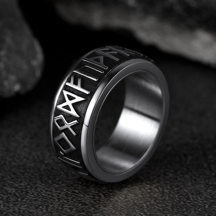 Norse Viking Rune Fidget Anxiety Band Ring For Men