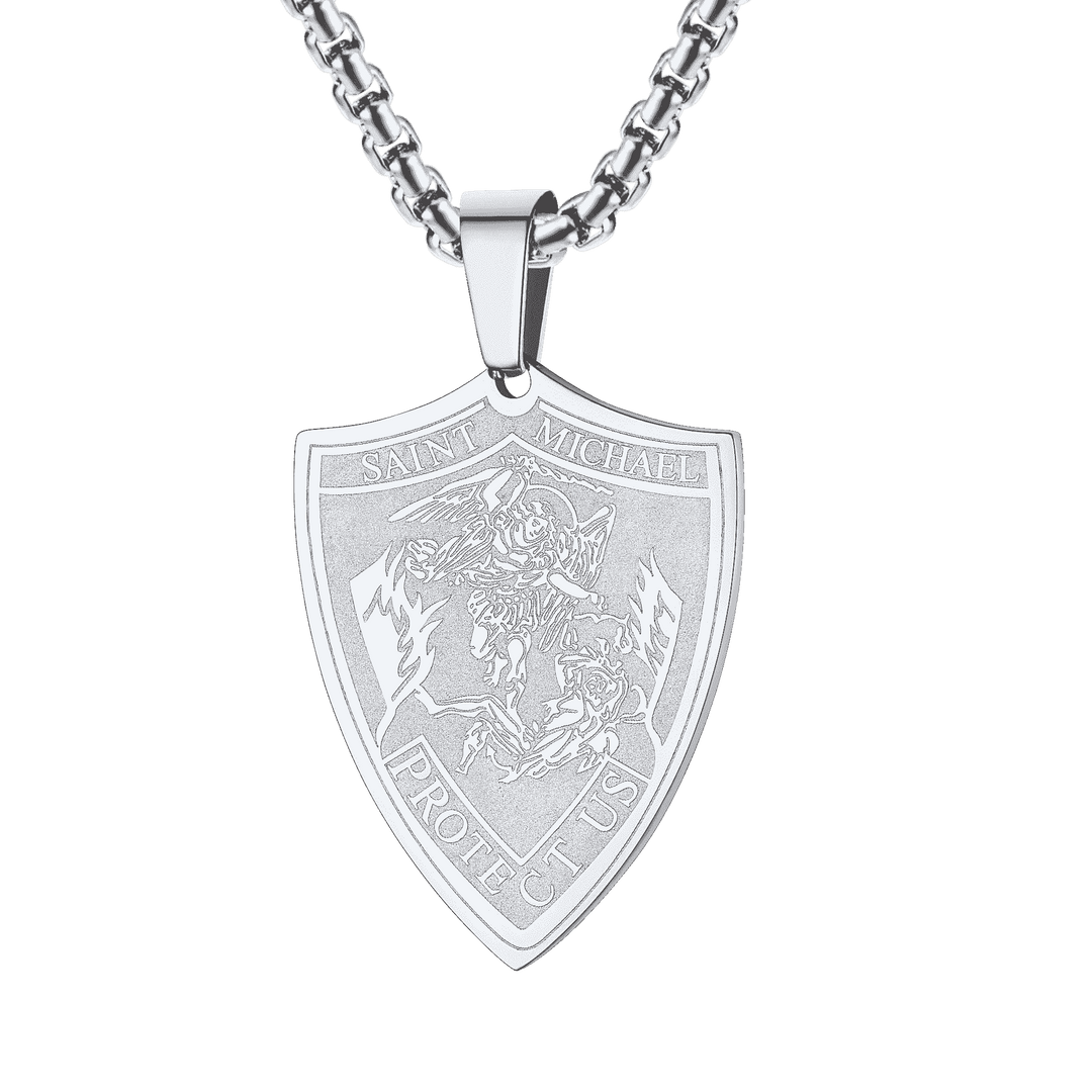 Saint Michael Necklace Archangel Shield Pendant for Men