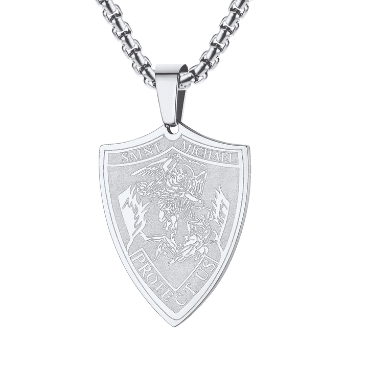 Saint Michael Necklace Archangel Shield Pendant for Men