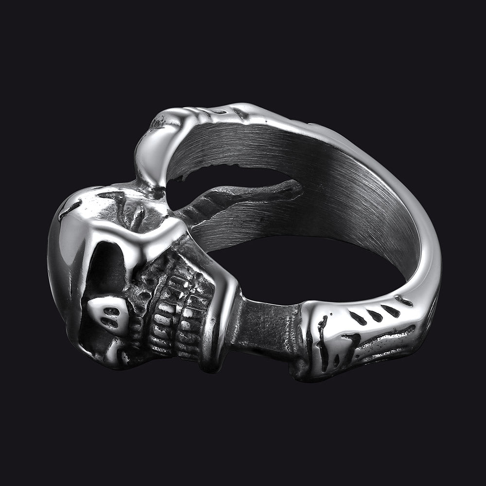 FaithHeart Gothic Skull Ring Biker Ring For Men