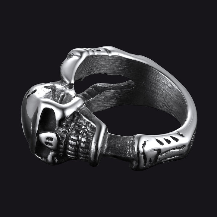FaithHeart Gothic Skull Ring Biker Ring For Men