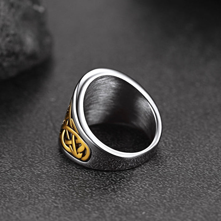 Viking Compass Ring with Celtic Knot for Men