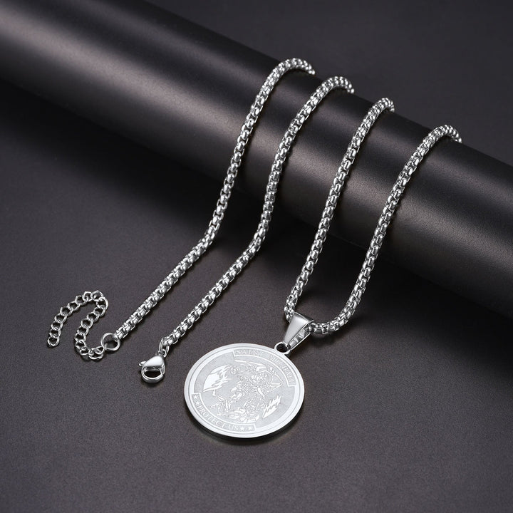 St. Michael Coin Necklace Medal Protection Pendant