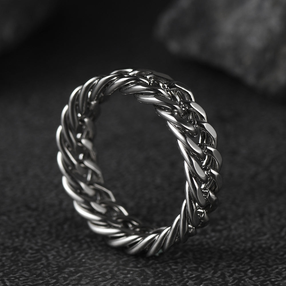 Fashion Cuban Chain Stainless Steel Ring for Men