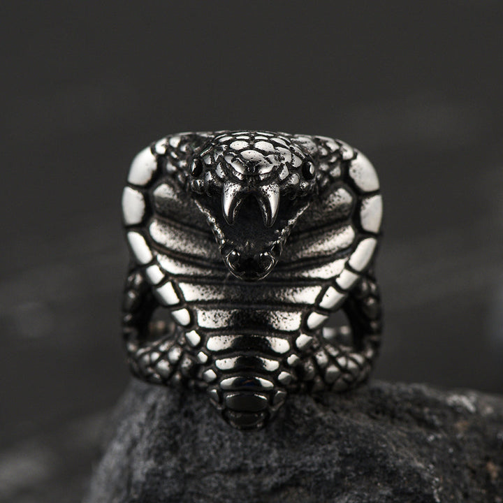 Gothic Huge Cobra Snake Ring Stainless Steel Ring for Men