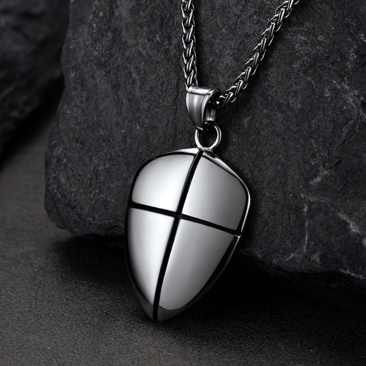 Christian Cross Joshua 1:9 Shield Necklace For Men