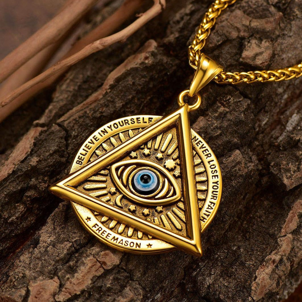 Masonic Triangle All Seeing Eye Necklace For Men