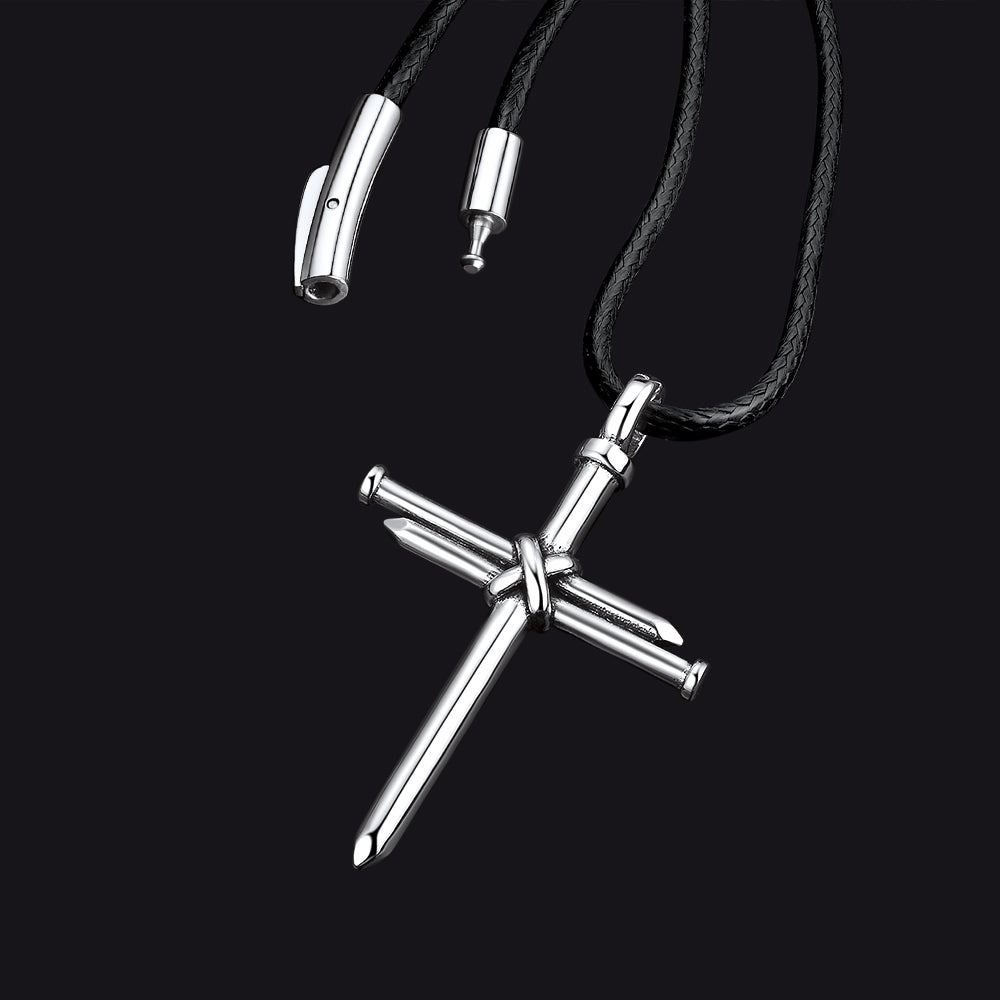 Christian Nail Cross Pendant Necklace For Men
