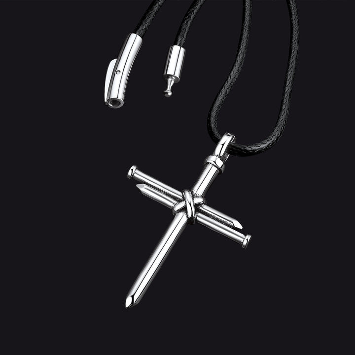 Christian Nail Cross Pendant Necklace For Men