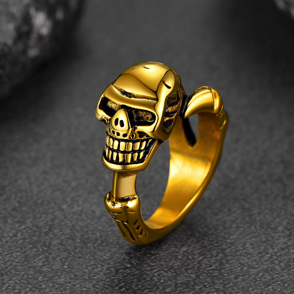 FaithHeart Gothic Skull Ring Biker Ring For Men
