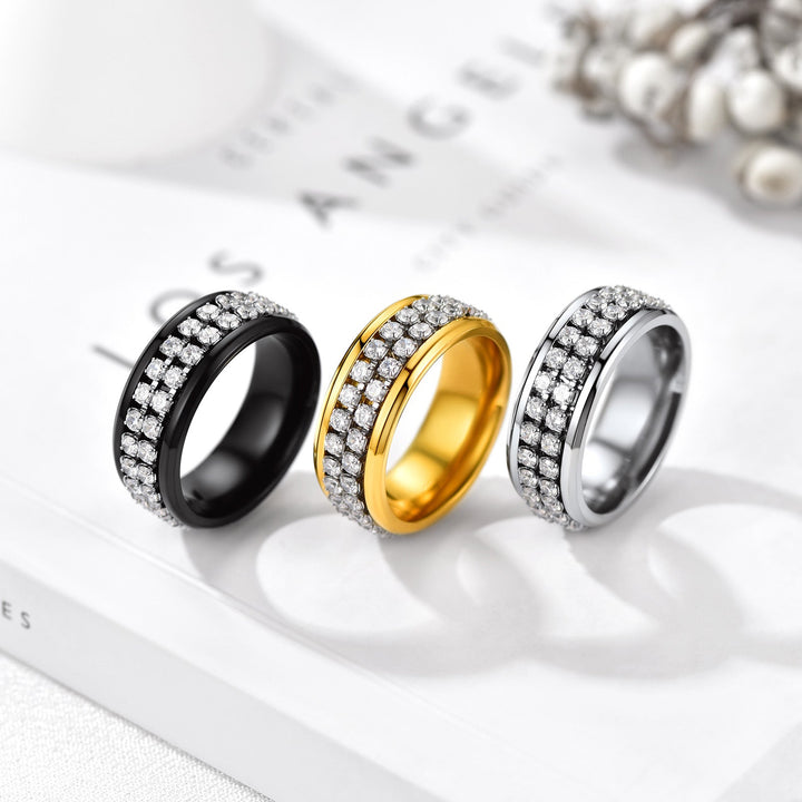CZ Diamond Fidget Anxiety Band Ring for Men