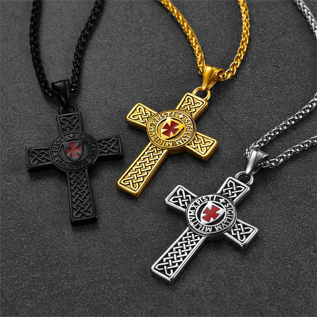 Knights Templar Celtic Cross Pendant Necklace For Men Women