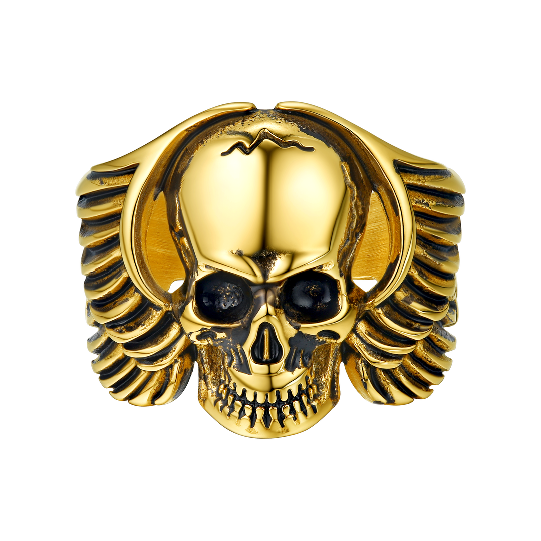 Biker Wings Skull Stainless Steel Ring for Men