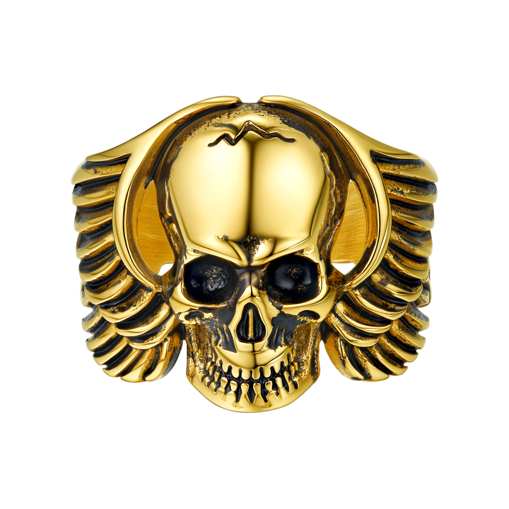 Biker Wings Skull Stainless Steel Ring for Men