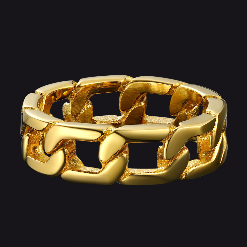 Chunky Cuban Link Chain Ring For Men Stainless Steel