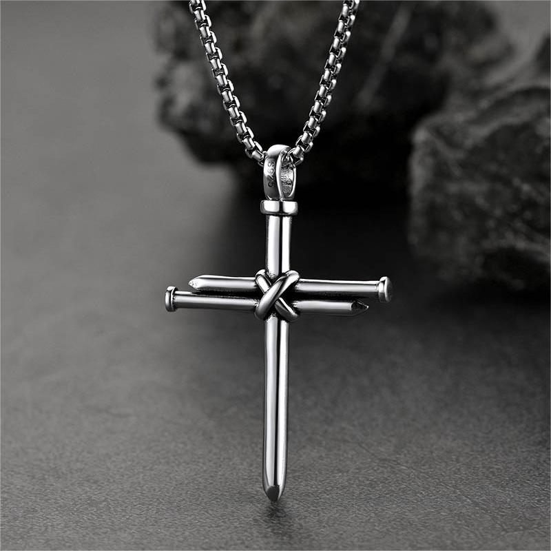 Christian Nail Cross Pendant Necklace For Men