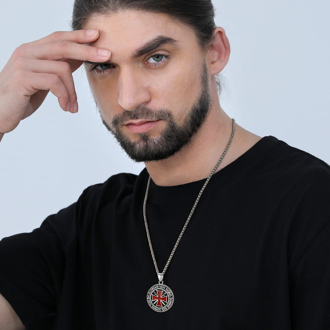 Knights Templar Cross Medallion Necklace For Men