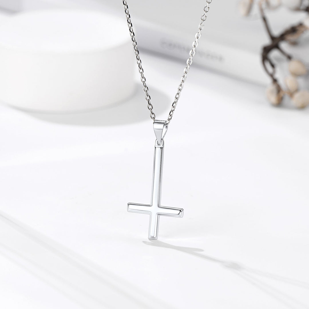 925 Sterling Silver Upside Down Inverted Cross Necklace for Women Men