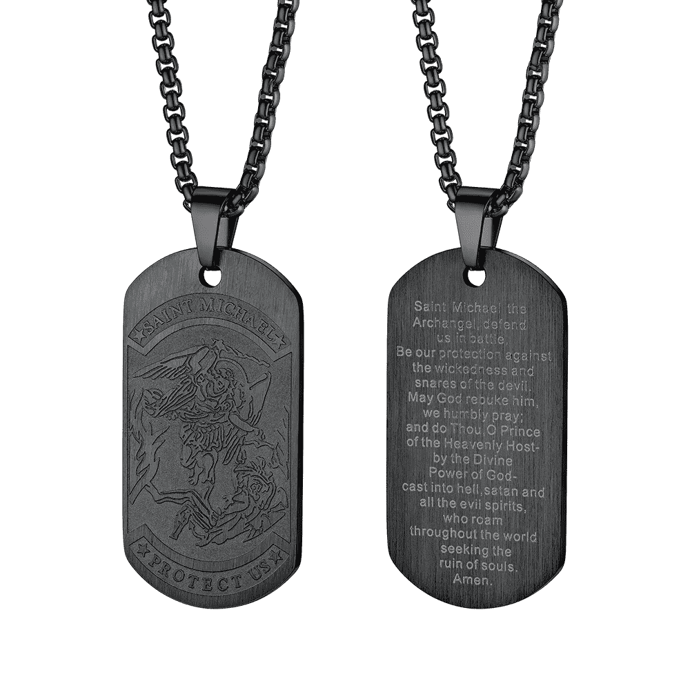 The Archangel Saint Michael Dog Tag Necklace for Men
