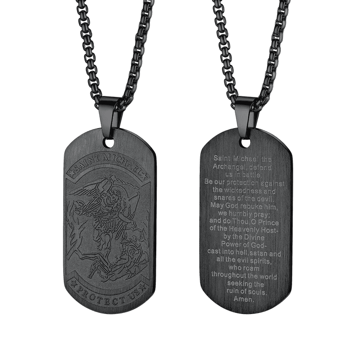 The Archangel Saint Michael Dog Tag Necklace for Men
