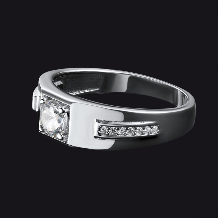 Men's Black Onyx Ring Diamond Ring in Sterling Silver