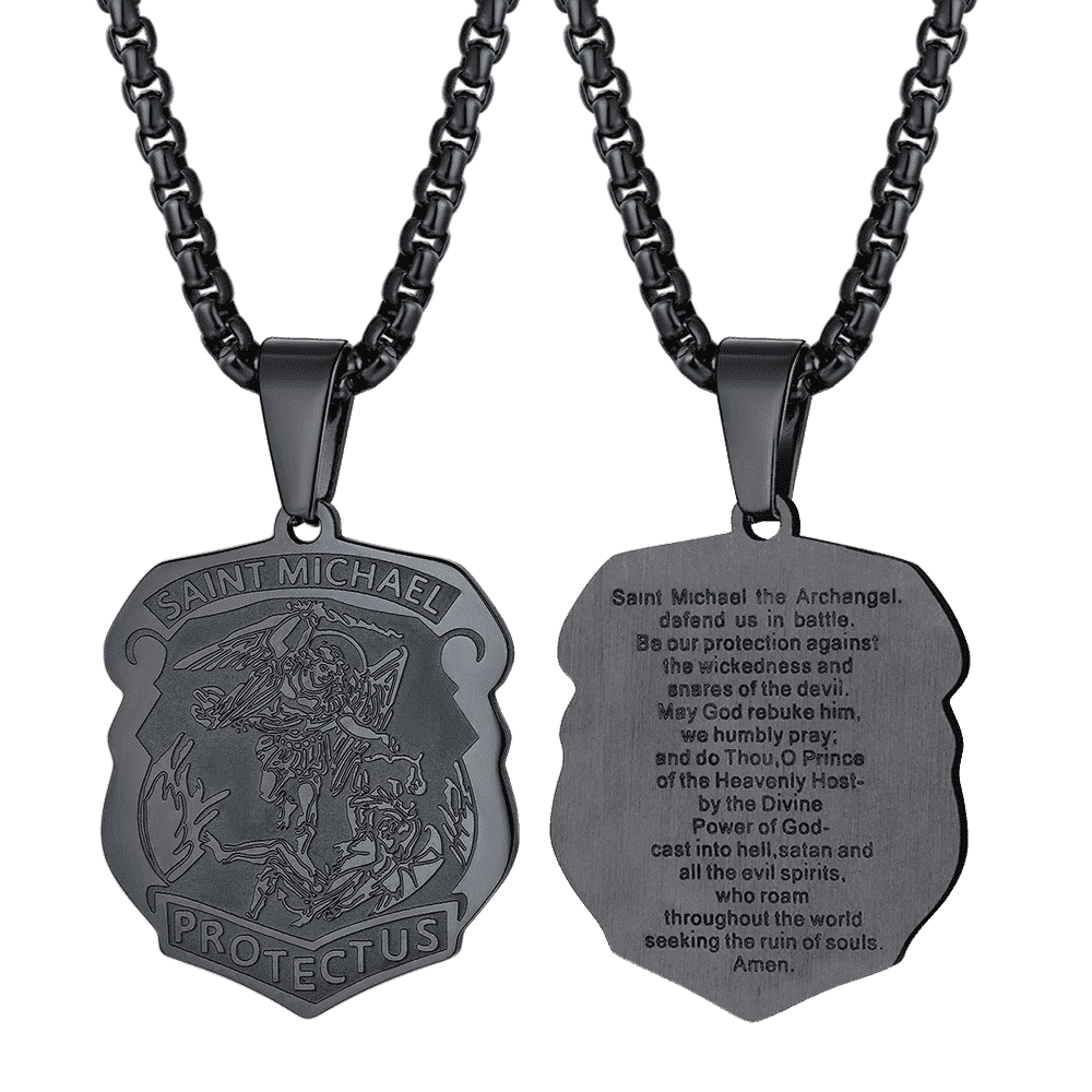 Archangel St. Michael Necklace Medal Shield Pendant for Men