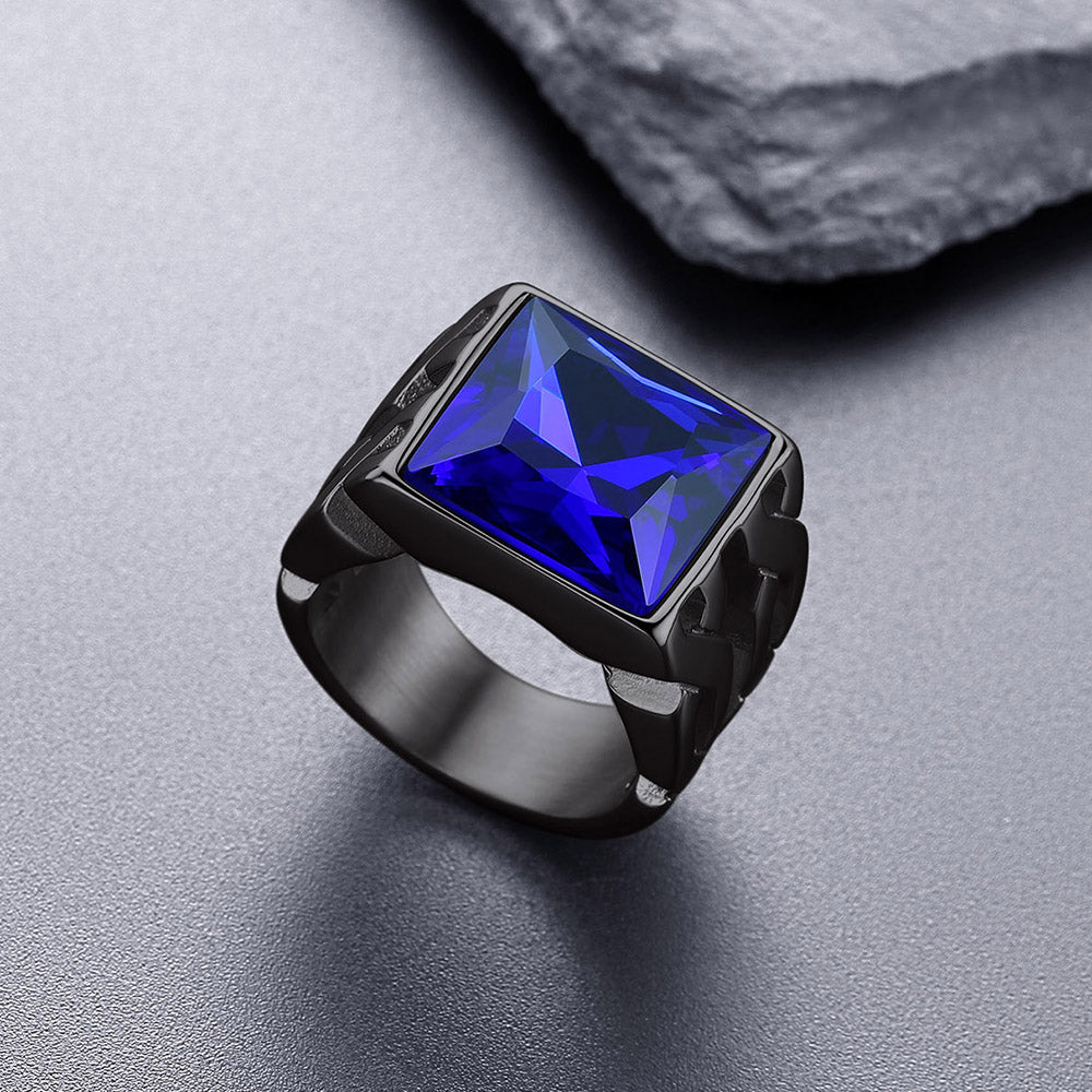Celtic Black Onyx Signet Ring in Stainless Steel for Men