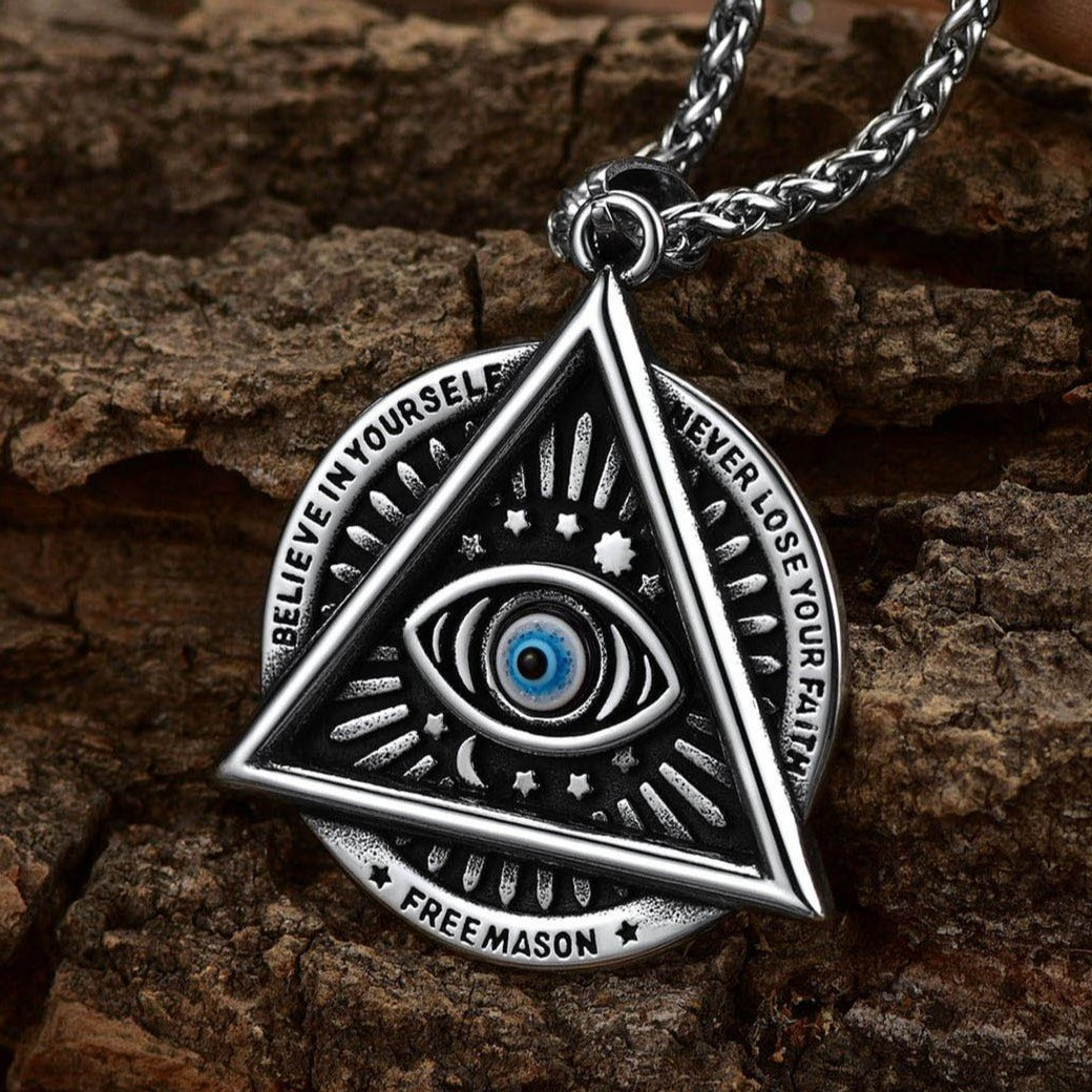 Masonic Triangle All Seeing Eye Necklace For Men