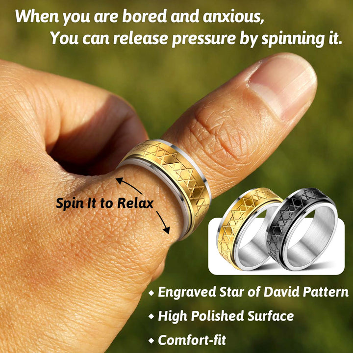 Star of David Spinner Anxiety Ring For Men