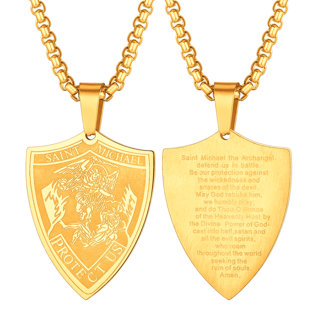 Saint Michael Necklace Shield Archangel Protection Pendant For Men