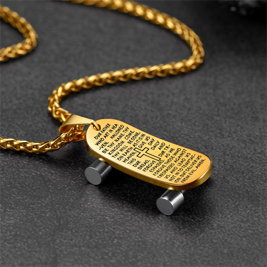 Christian Lord's Prayer Skateboard Necklace Pendant for Men