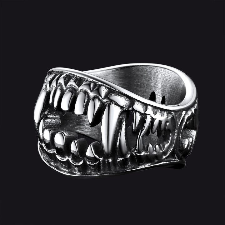 Gothic Punk Vampire Fang Teeth Ring For Men