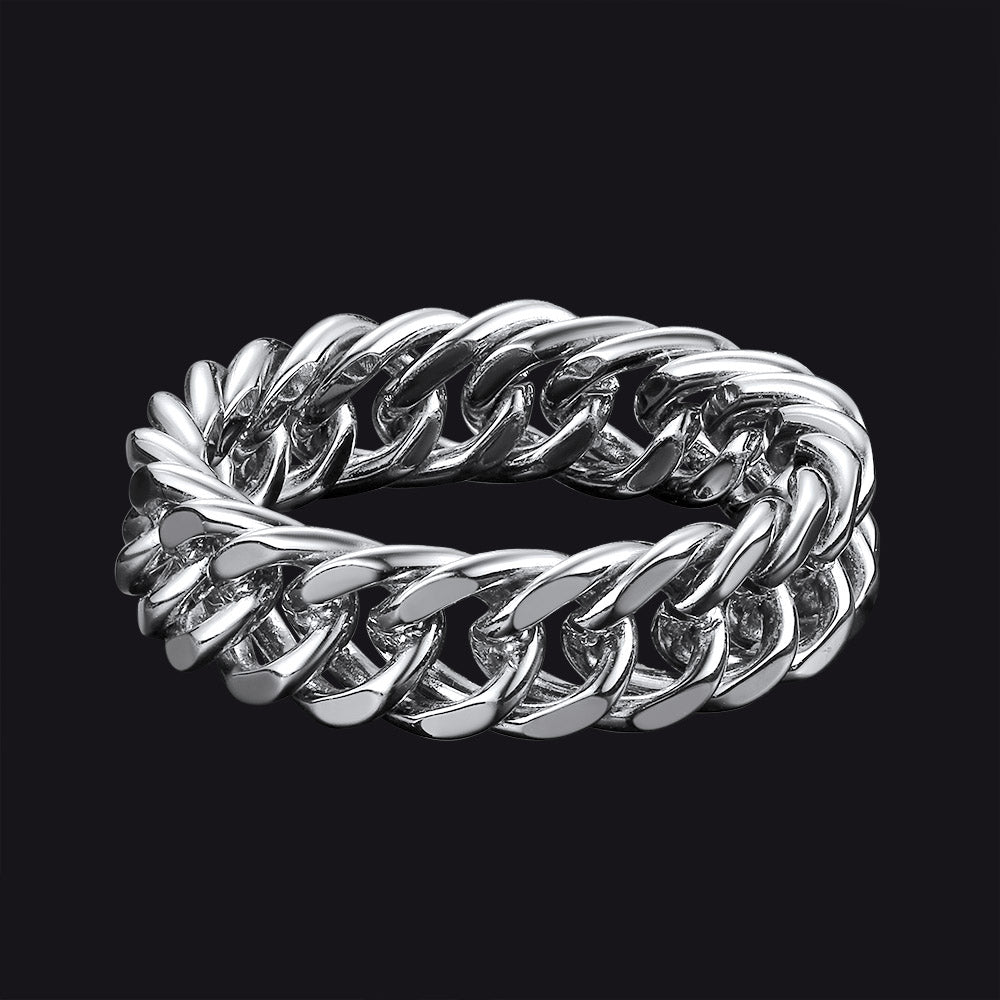Fashion Cuban Chain Stainless Steel Ring for Men
