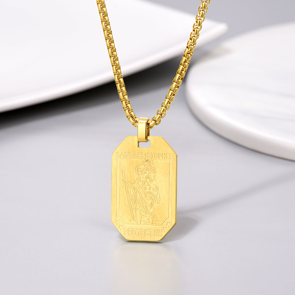 St. Christopher Dog Tag Necklace for Men
