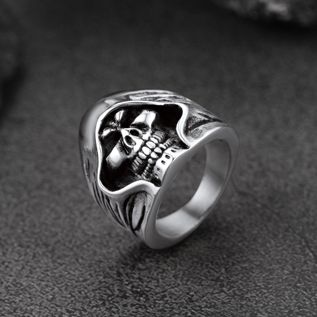 Gothic Grim Reaper Skull Ring For Men in Stainless Steel