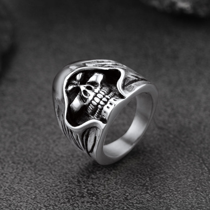 Gothic Grim Reaper Skull Ring For Men in Stainless Steel