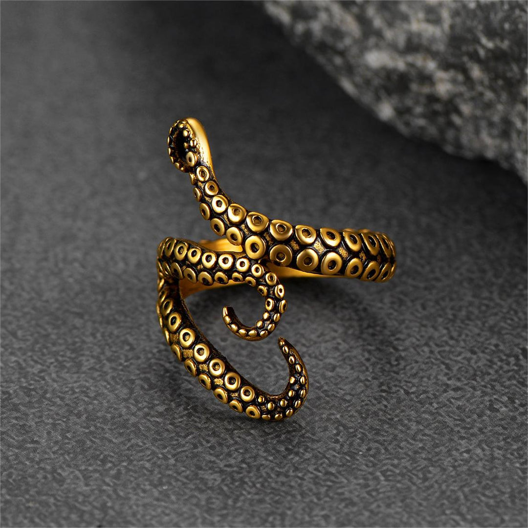 Biker Punk Three Octopus Tentacle Ring For Men