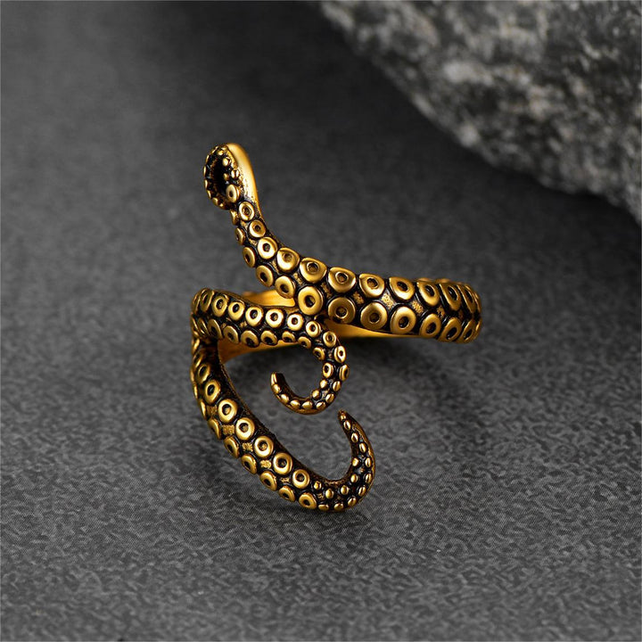 Biker Punk Three Octopus Tentacle Ring For Men