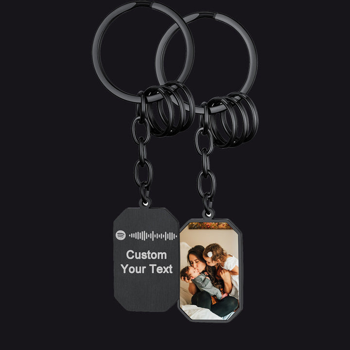 Personalized Dog Tag Keychain With Picture for Men