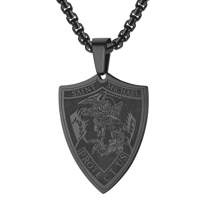 Saint Michael Necklace Archangel Shield Pendant for Men