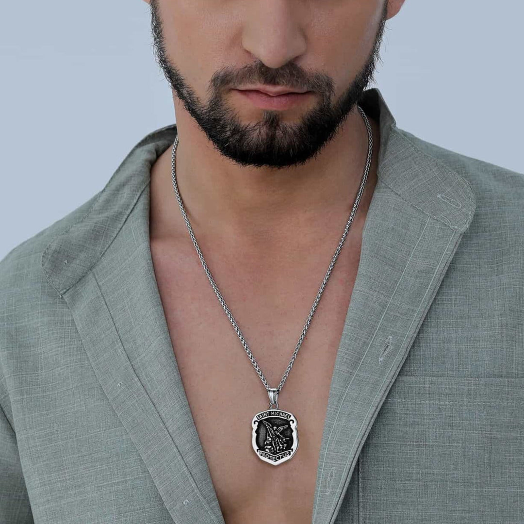 Catholic Saint Michael Pendant Necklace For Men