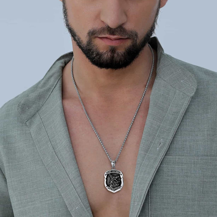 Catholic Saint Michael Pendant Necklace For Men