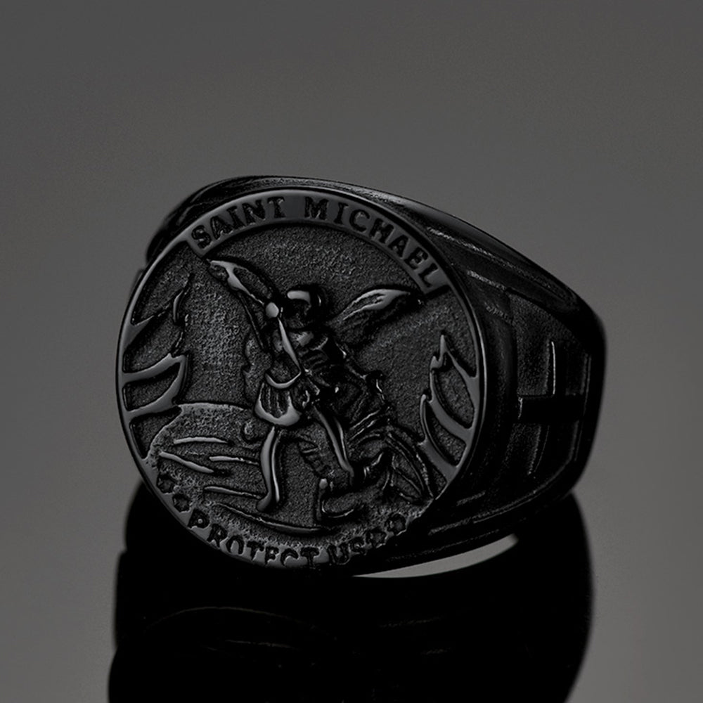 Christian Saint Michael Signet Ring For Men