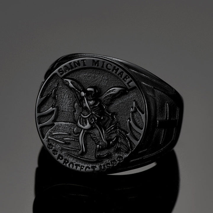 Christian Saint Michael Signet Ring For Men