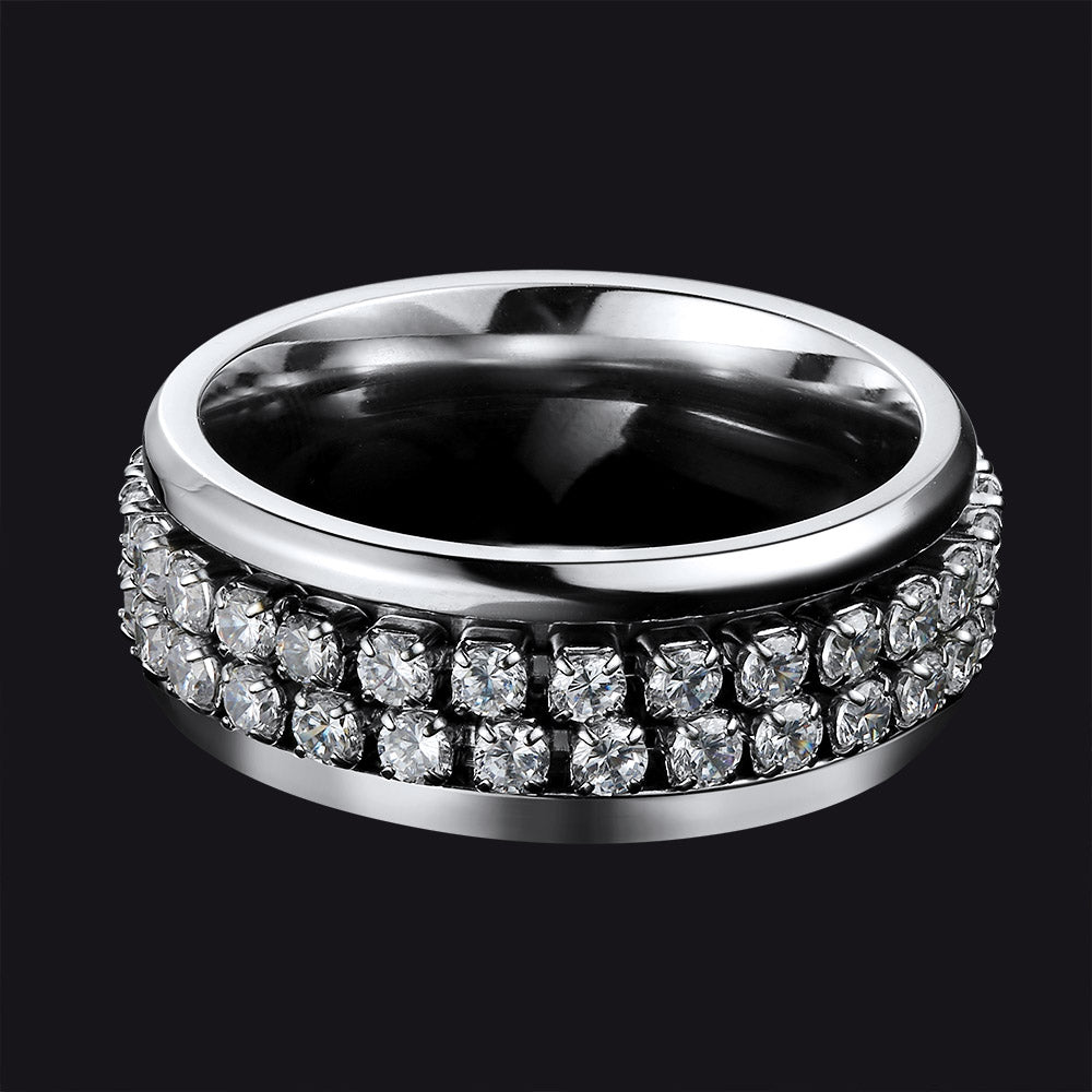 CZ Diamond Fidget Anxiety Band Ring for Men