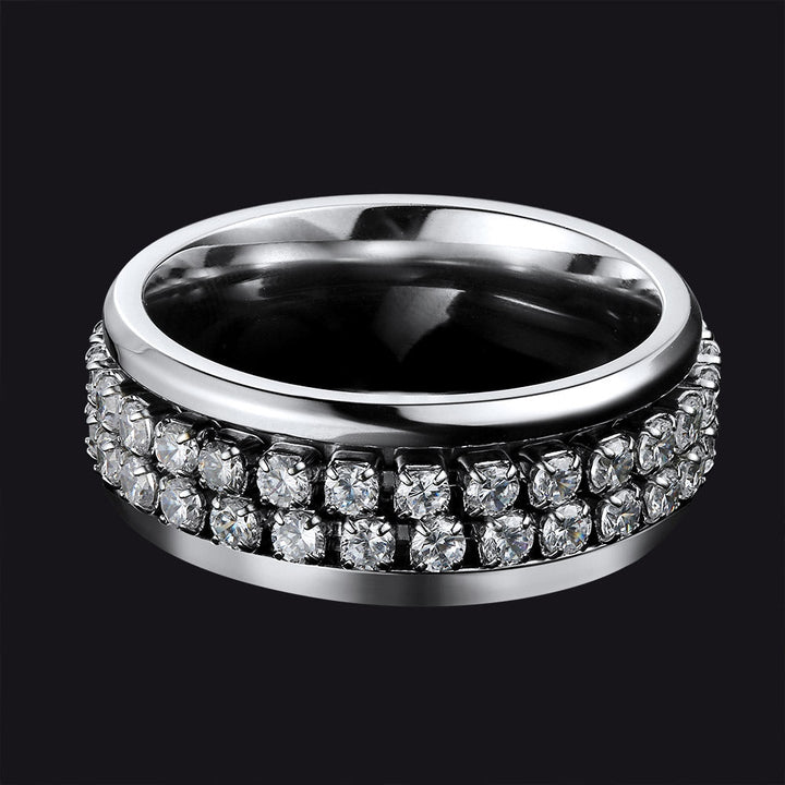 CZ Diamond Fidget Anxiety Band Ring for Men