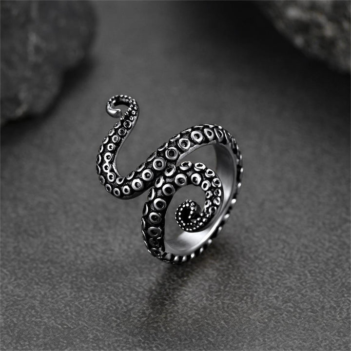 Punk Octopus Tentacle Ring For Men in Stainless Steel