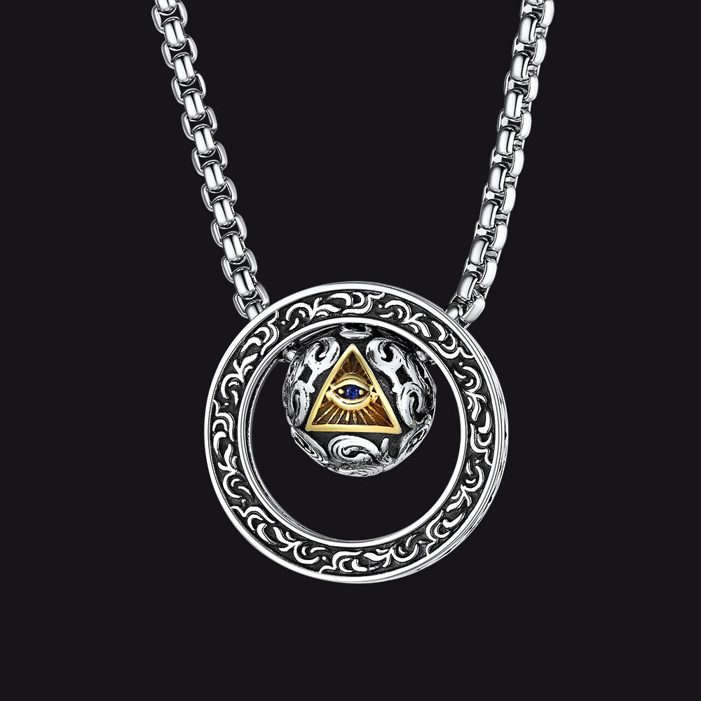 All-Seeing Eye Evil Eye Necklace Talisman Bead Protection Jewelry for Men